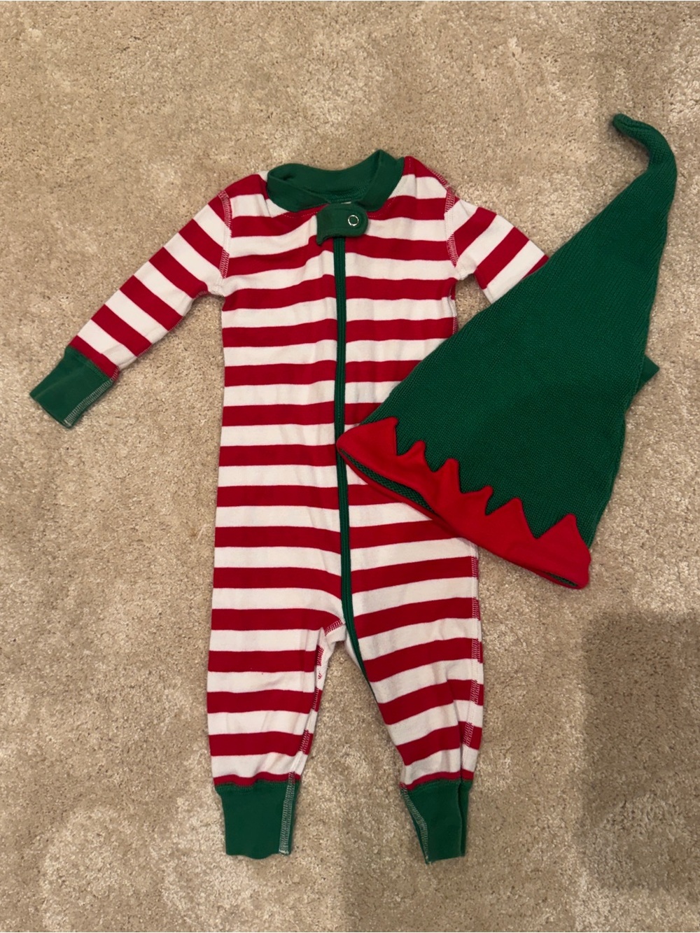 Stripe Holiday PJ + Elf Hat Set